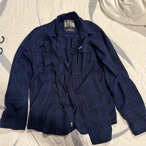 DIXXON Men's Navy Checkered Shirt Jacket